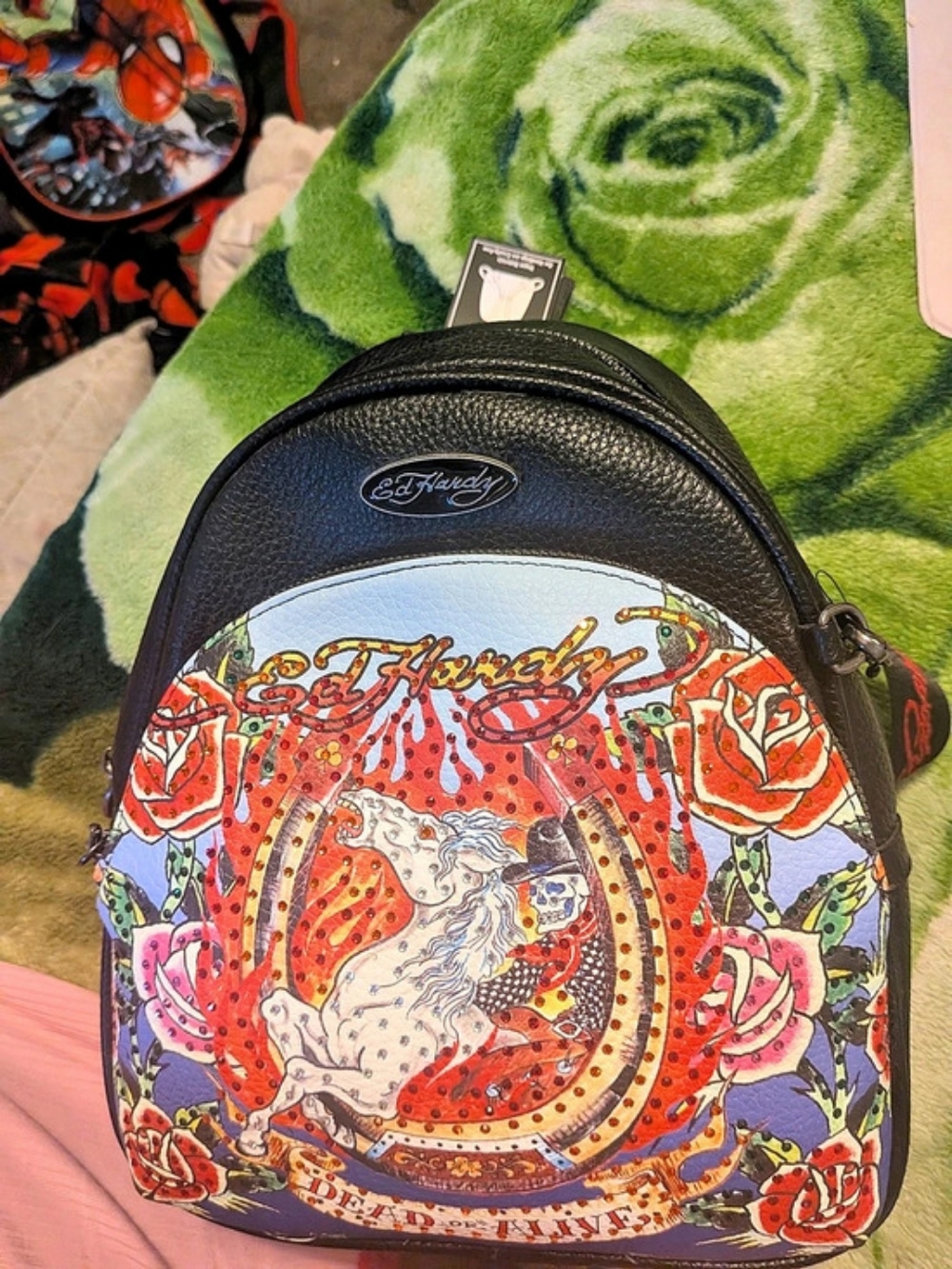 Ed Hardy Dead or Alive Mini Backpack Black & Red